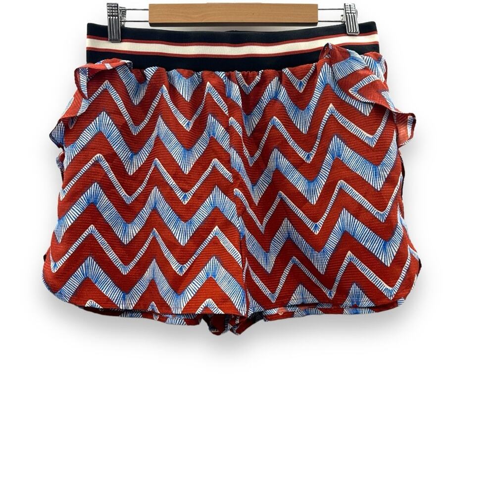 Scotch & Soda Poolside Blue & Red Chevron Stripe Ruffle‎ Shorts Sz L NEW
